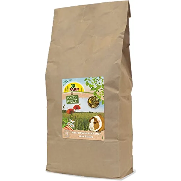 JR FARM PlasticFree Meerschweinchenfutter, 2 kg - Mischung aus Bergwiesenheu, Kräutern und Gemüse, ohne Plastik und Getreide