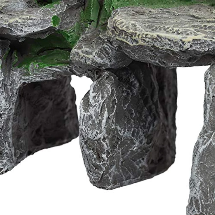 relaxdays Aquariendeko Fels mit Höhlen, grau-grün, 3D-Optik für Süß- und Salzwasseraquarien, H 21 cm – Bild 7