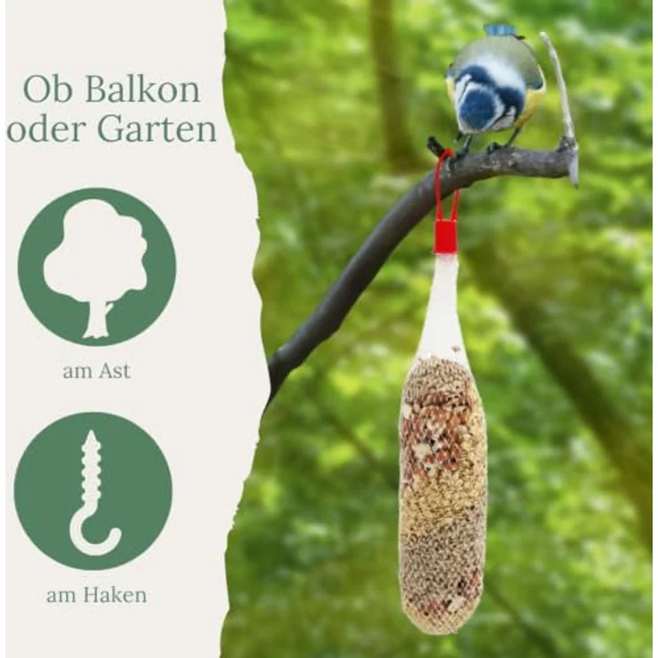 Orni Futterspirale für Wildvögel 470g | Premium Ganzjahres Vogelfutter mit Erdnüssen, Sonnenblumenkernen und Haferflocken | Aufhängbar für Meisen, Finken und Sperlinge – Bild 5