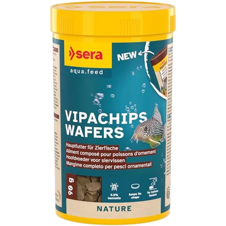 sera Vipachips Wafers 250 ml, Hauptfutter für am Boden fressende Zierfische, mit 4% nachhaltigem Insektenmehl, ohne Farb- und Konservierungsstoffe