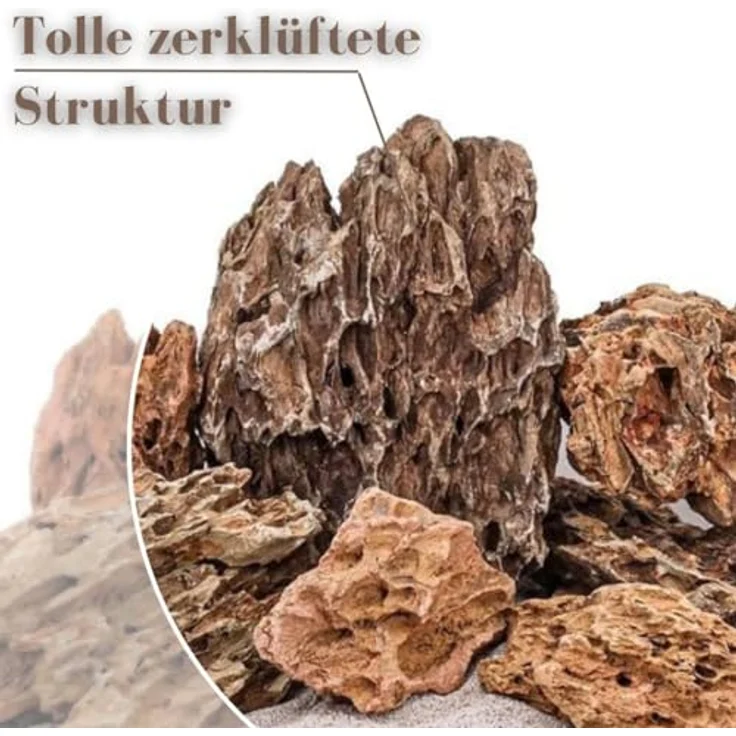AquaOne Drachenstein, Naturstein für Aquascaping, 2-5 kg, Felsen Dekoration braun – Bild 4