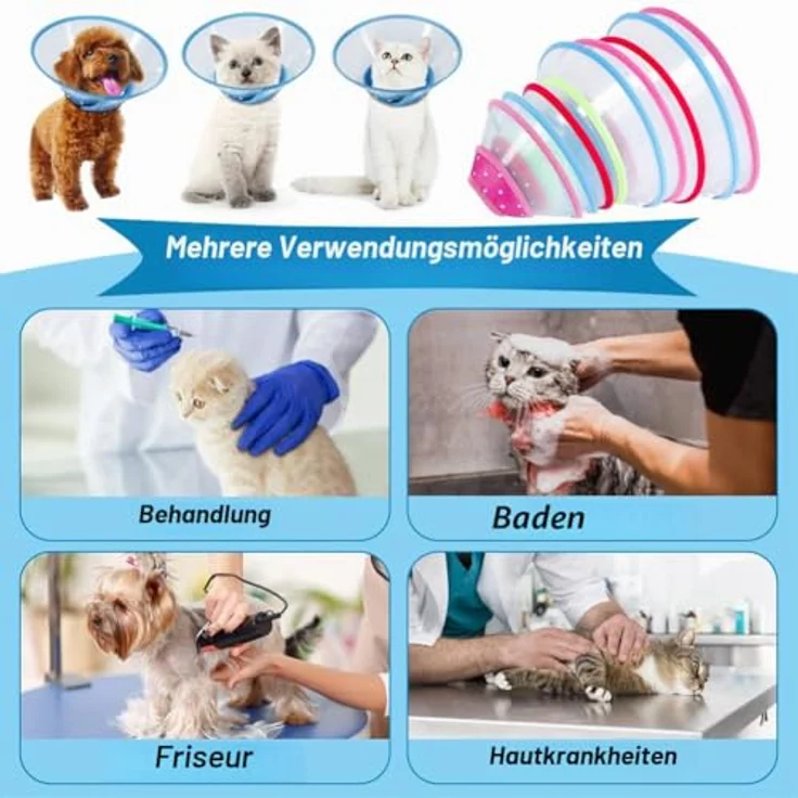 Vivifying Haustier Halskrause, Schutzkragen für Welpen, kleine Hunde und Katzen, verstellbar 20-24.5 cm, leichtes PVC-Material, Blau-L – Bild 5
