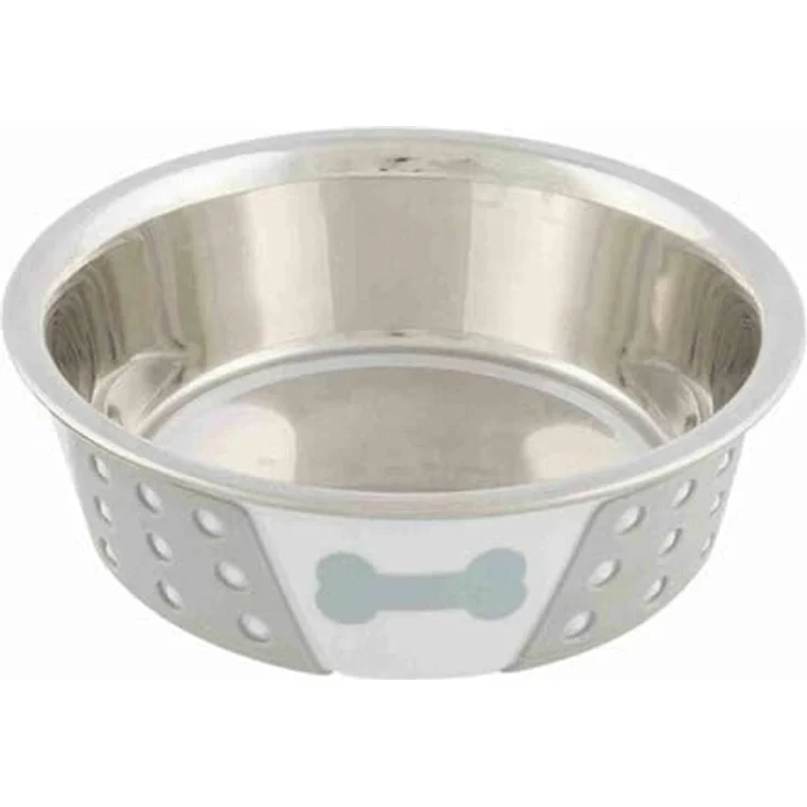TRIXIE Futternapf Napf 14cm 400ml weiß grau Edelstahl – Bild 3