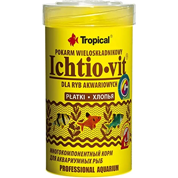 Tropical Ichtio-VIT Flockenfutter, Fischfutter zur Farbverstärkung und Immunsystemverbesserung, 100ml / 20g