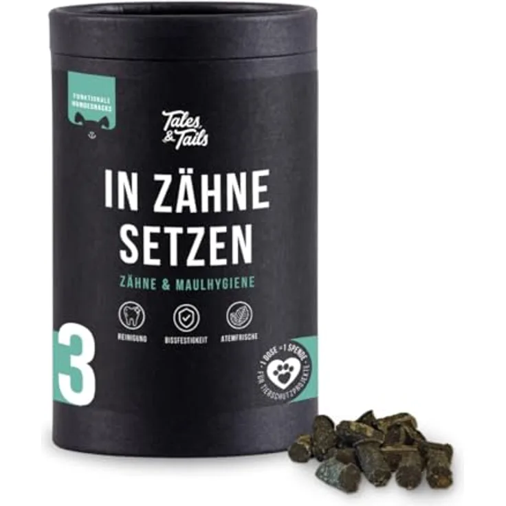 Tales & Tails In Zähne setzen Zahnpflege-Snack für Hunde, getreidefrei, allergikergeeignet, 325g Dose