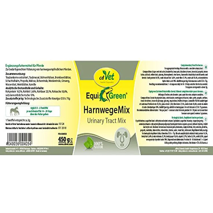 cdVet EquiGreen HarnwegeMix, 450g natürliche Unterstützung für die Harnwege von Pferden, mit Schachtelhalm und Propolis – Bild 2