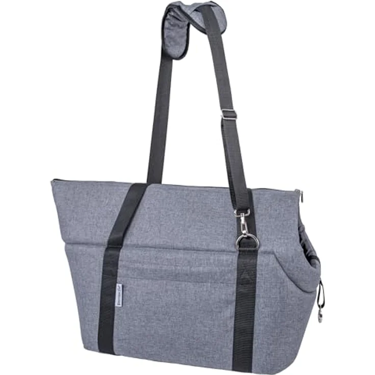 BOUTIQUE ZOO Hundetragetasche XL – große Transporttasche für mittelgroße Hunde & Katzen bis 15 kg, faltbar, weich, waschbar, 52×35×39 cm, Grau – Bild 5