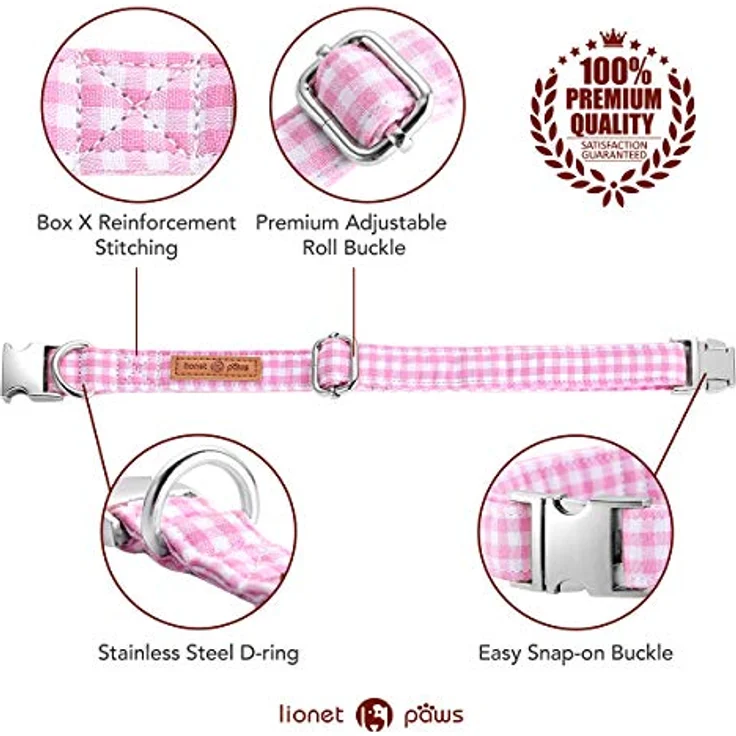 Lionet Paws Hundehalsband mit Fliege, Langlebiges Baumwollhalsband mit Metall-Klickverschluss, für Hunde, Hals 40-60cm – Bild 4
