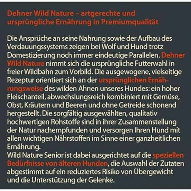 Dehner Wild Nature Hundetrockenfutter Senior Bergweide, getreidefreies Hundefutter mit Ente, hoher Fleischgehalt, sensitiv, 4 kg – Bild 3