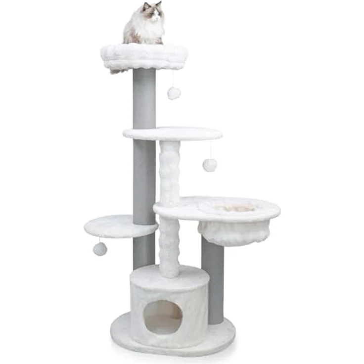 CanadianCat Company Kratzbaum Charles, beige, 171 cm hoch mit mehreren Liegeplattformen und geschlossener Höhle – Bild 1