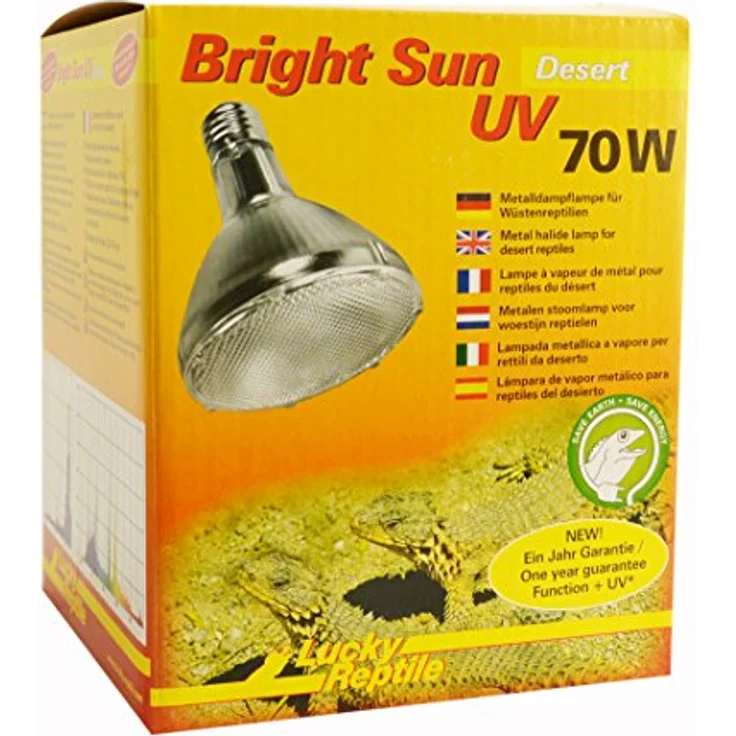 Lucky Reptile Bright Sun UV Desert, 70 Watt Wärmelampe mit optimalem Tageslichtspektrum für Wüstenreptilien – Bild 1
