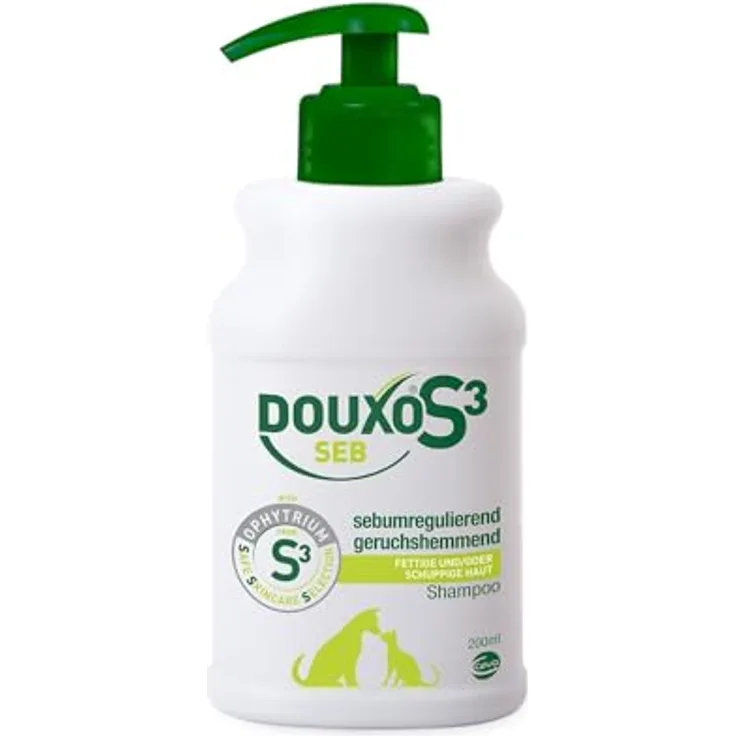 Douxo S3 SEB Shampoo für Hunde & Katzen, effektive Schuppenlösung bei fettiger Haut, hypoallergener Duft, 200 ml