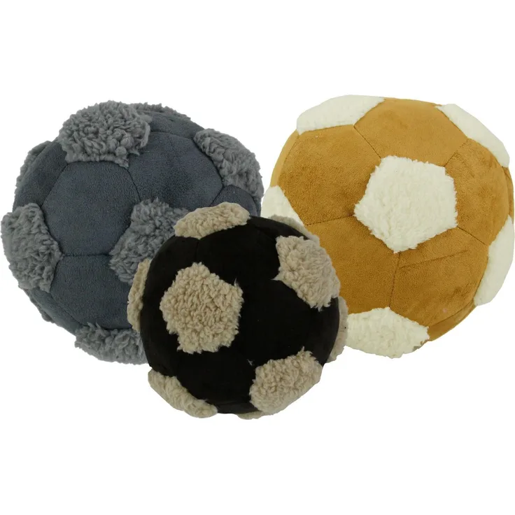 All for Paws Kuschelfussball, Plüschspielzeug für Hunde aus Wildlederimitat und Lammplüsch, mit Quietscher und verknotetem Seil