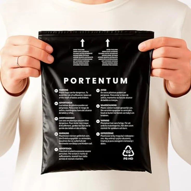 PORTENTUM Hundekotbeutel, 600 Stück (40 Rollen), Schwarz - Extra Reißfest, Auslaufsicher, Leicht zu Öffnen, Recyceltes Material, Parfümfrei – Bild 2
