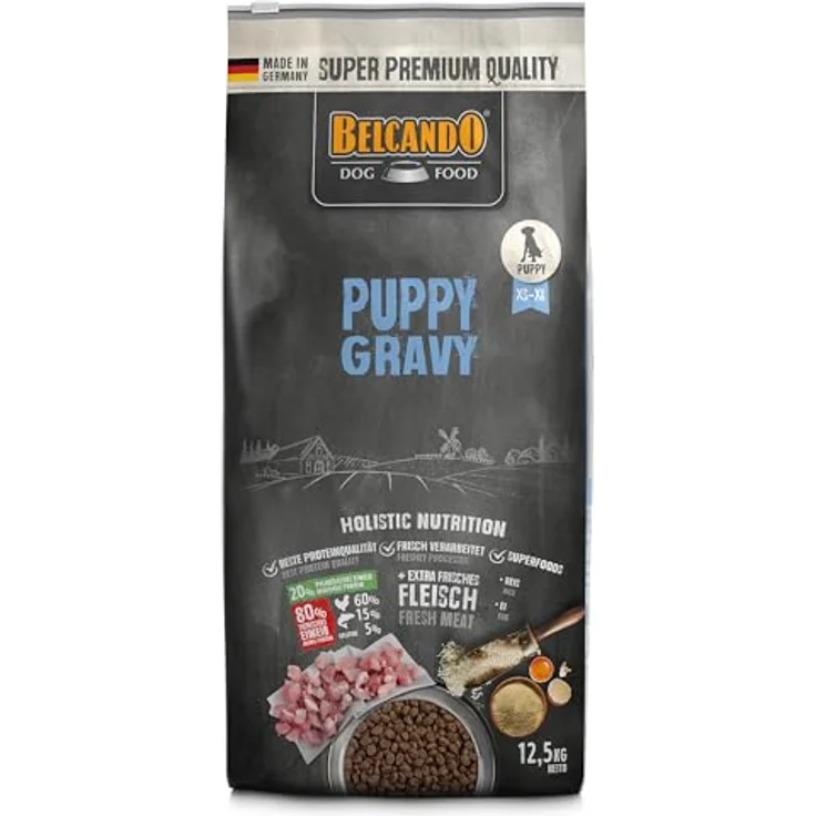 BELCANDO Puppy Gravy, Trockenfutter für Welpen bis 4 Monate, 12,5 kg, mit 30% frischem Geflügel, hochwertiges Alleinfuttermittel – Bild 1