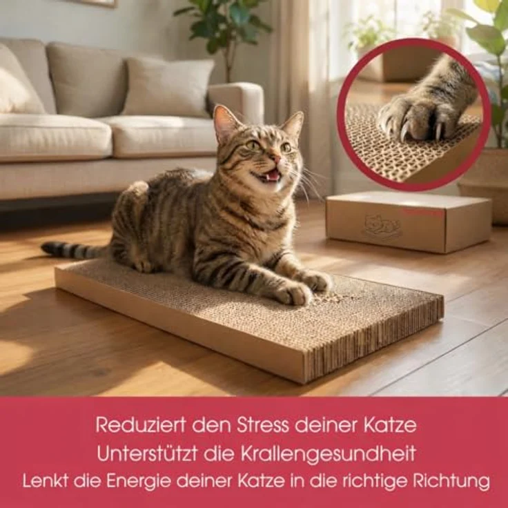 DecoHomeTextil Kratzbrett Krallen Kiste, 5er-Set beidseitige Kratzmatte aus recycelbarer Pappe, 44 x 29,5 x 13 cm, für alle Katzenrassen – Bild 2