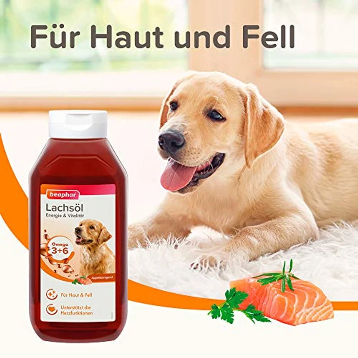 Beaphar Lachsöl 430 ml, hochwertiges Fischöl mit 17,4% Omega-3 und 20% Omega-6 für Hunde und Katzen – Bild 3