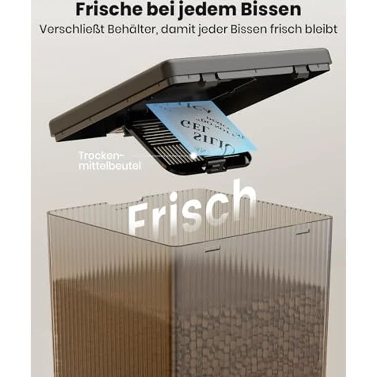 oneisall 5L Futterautomat für Katzen, Katzenfutterspender mit 2 Edelstahlnäpfen, Sprachaufnahme, Portionskontrolle und doppelte Stromversorgung – Bild 2