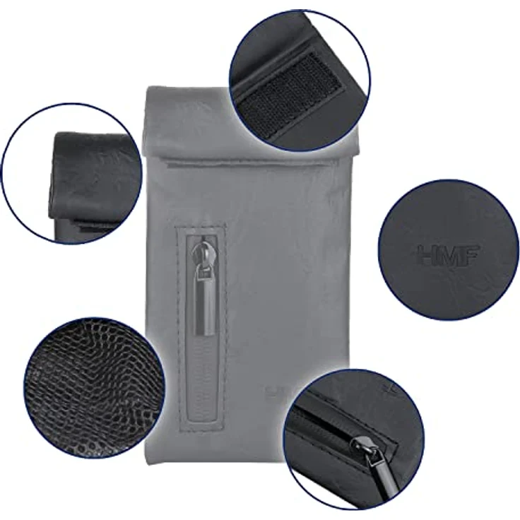 HMF Geruchsdichte Tasche, Leckerlibeutel für Hunde, Größe S, wasserundurchlässiges Kunstleder, schwarz, mit Rolltop-Verschluss und Zusatzfach – Bild 4
