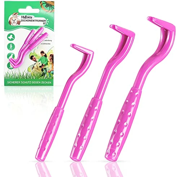 MYDAISY 3er-Set Zeckenzange für Hunde, Katzen und Menschen, ergonomisch, in 3 Größen für schonende Zeckenentfernung – Bild 1