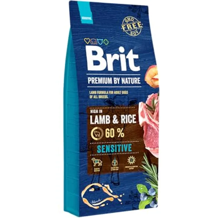 Brit Premium by Nature Sensitive, Hunde-Trockenfutter mit Lamm und Reis, 15kg
