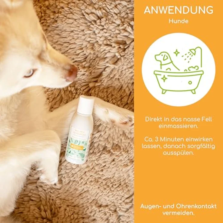 Wolfsbacher Welpen-Shampoo Sensitiv, pH-neutrales Hundeshampoo ohne Parfüm, sanfte Pflege bei Juckreiz & Schuppen, 100% pflanzlich für Langhaar & Kurzhaar, 100ml – Bild 4