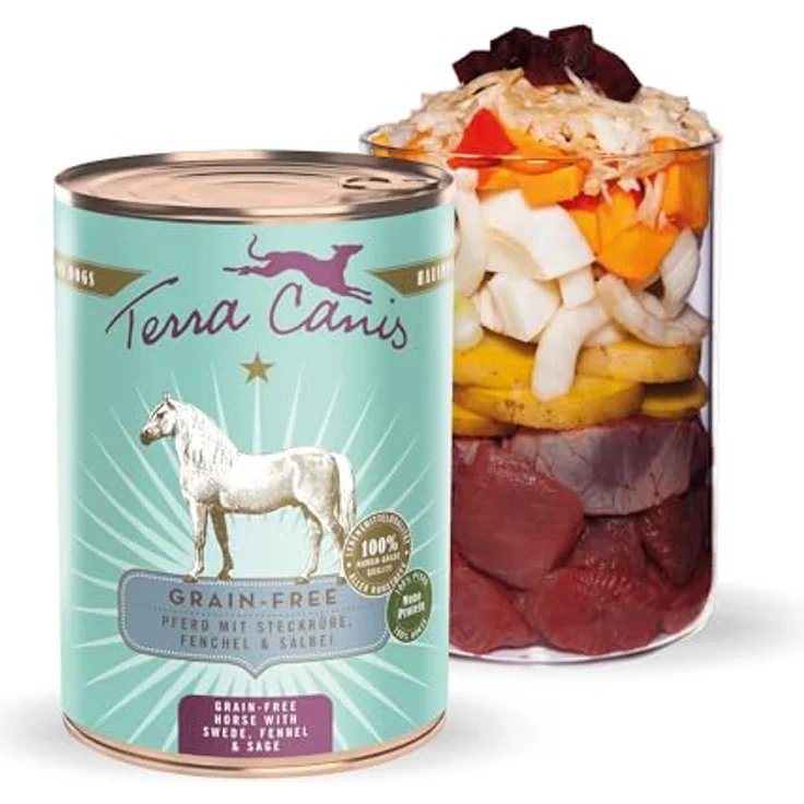 Terra Canis Hundefutter nass getreidefrei 400 g, mit Pferd, Steckrübe, Fenchel & Salbei - Premium-Nassfutter für ausgewachsene Hunde in 100% Lebensmittelqualität – Bild 1