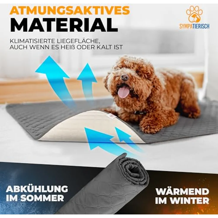 SympaTierisch wasserdichte Hundedecke, robuste Hundematte für Sofa & Bett, rutschfest, waschbar bei 40°C, 100 x 80 cm, grau – Bild 3