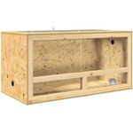 vidaXL Terrarium Braun 50 x 100 x 50 cm, Rechteckiges OSB-Glas-Terrarium für Reptilien und Amphibien, langlebig, einfacher Aufbau, inklusive Thermometer
