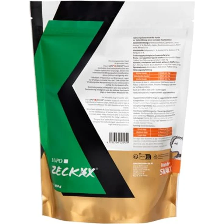 Luposan Lupo ZECKXX Hunde-Snack, Ergänzungsfuttermittel mit Cistus Incanus & Bärlauch für gesunde Haut, Pelletform, 650g – Bild 2