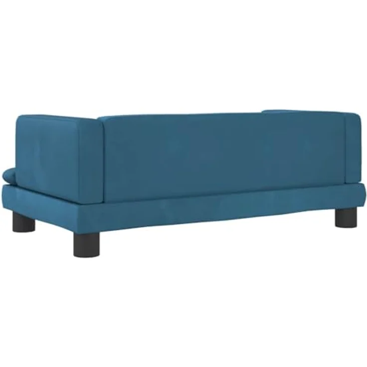 vidaXL Hundekorb Hundebett Blau 80x45x30 cm Samt Körbchen Hundesofa mit massivem Kiefernholzrahmen – Bild 7