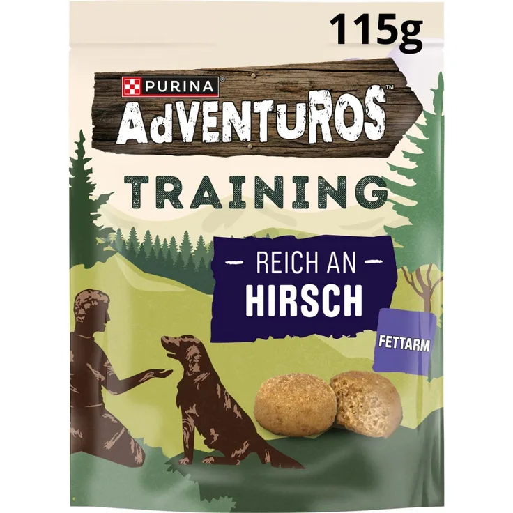 AdVENTuROS Training Hirsch 115g, fettarmer Hundesnack für Spaß und Training