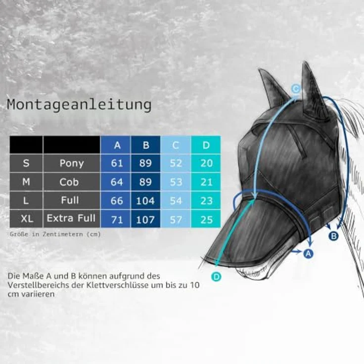 Harrison Howard CareMaster Pferde Fliegenmaske mit UV-Schutz, Ohren- und Nasenschutz, anatomisches Design, Silber/Lila, Warmblut (L) – Bild 5