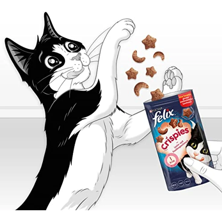 FELIX Crispies Katzensnack Lachs- und Forellengeschmack, knusprig und leicht, 4x45g – Bild 9