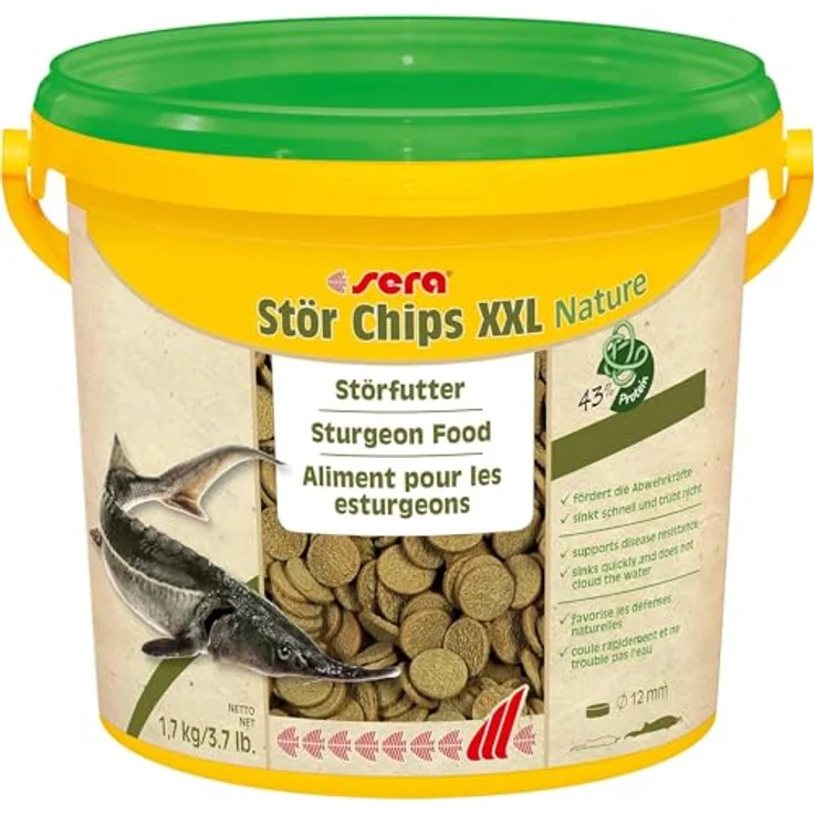 sera Stör Chips Nature XXL 3,8 Ltr. (1,7 kg) - Natürliches Hauptfutter für größere Störe ohne Farb- und Konservierungsstoffe – Bild 2