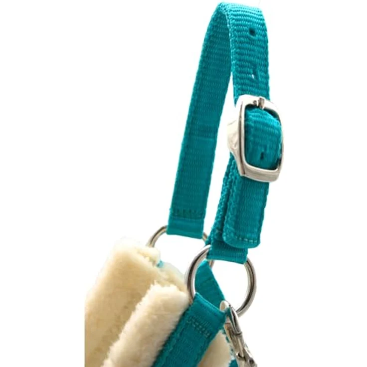 PFIFF Hobby Horse Halfter-Set „Little Lou“, Halfter mit flauschiger Fellunterlage und Führstrick, größenverstellbar, Türkis – Bild 3