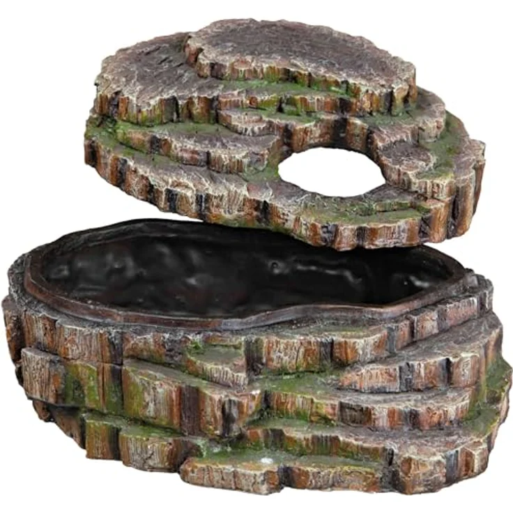 TRIXIE Schlangenhöhle Regenwaldoptik, Rückzugsmöglichkeit und Häutungsplatz für Terrarien und Aquarien, abnehmbarer Deckel, Polyesterharz, 26 x 20 x 13 cm, 76199 – Bild 2