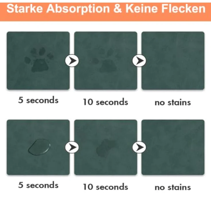 HAOLESHITE Napfunterlage Katzen Futternapf, rutschfest und schmutzabweisend, grün, 40 x 60 cm, für Hunde und Katzen – Bild 3