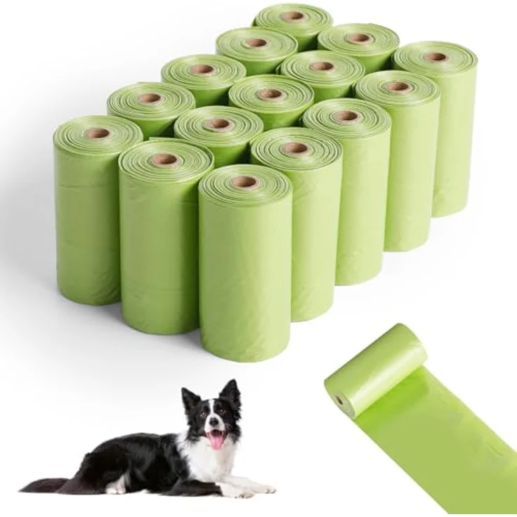 AiQInu Hundekotbeutel 225 Stück, Extra dicke, unparfümierte Kotbeutel, 22 x 30 cm, dunkelgrün, 15 Rollen à 15 Beutel – Bild 1