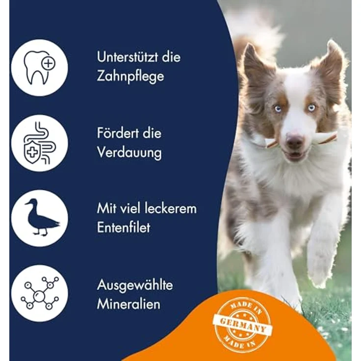 Dr.Clauder's Dental Snack Medium Breed, Bissfeste Kaustange aus 100% Fleisch für kleine bis mittelgroße Hunde, Zuckerfrei, 170g Ente – Bild 3