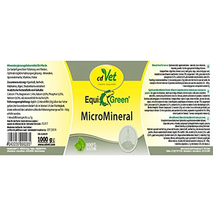 cdVet MicroMineral Mineralergänzungsfuttermittel für Pferde, 1 kg, natürliche Mikronährstoffe – Bild 2