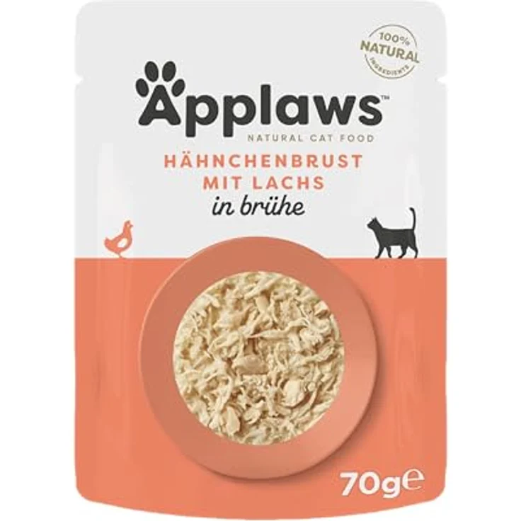 Applaws Natürliches Nassfutter für Katzen, Hühnchen mit Lachs in Brühe, 12 x 70g, 100% natürlich, Premium-Protein, Omega-3 & 6 Unterstützung – Bild 2