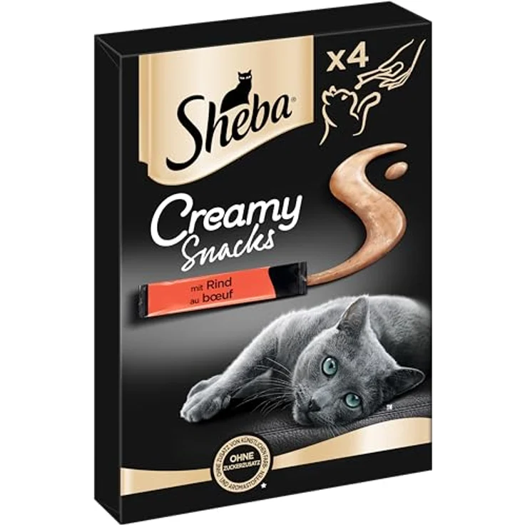 Sheba Creamy Snacks für Katzen mit Rind, cremige Leckerei in Portionsbeuteln, Multipack mit 20 x 12g – Bild 1