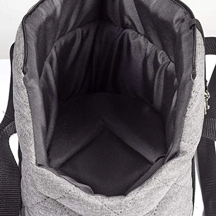 BOUTIQUE ZOO Hundetasche, Welpentasche Grau (Gesteppt), XS bis 3 kg, mit Sicherheitshalsband und abnehmbarer Holzeinlage – Bild 4