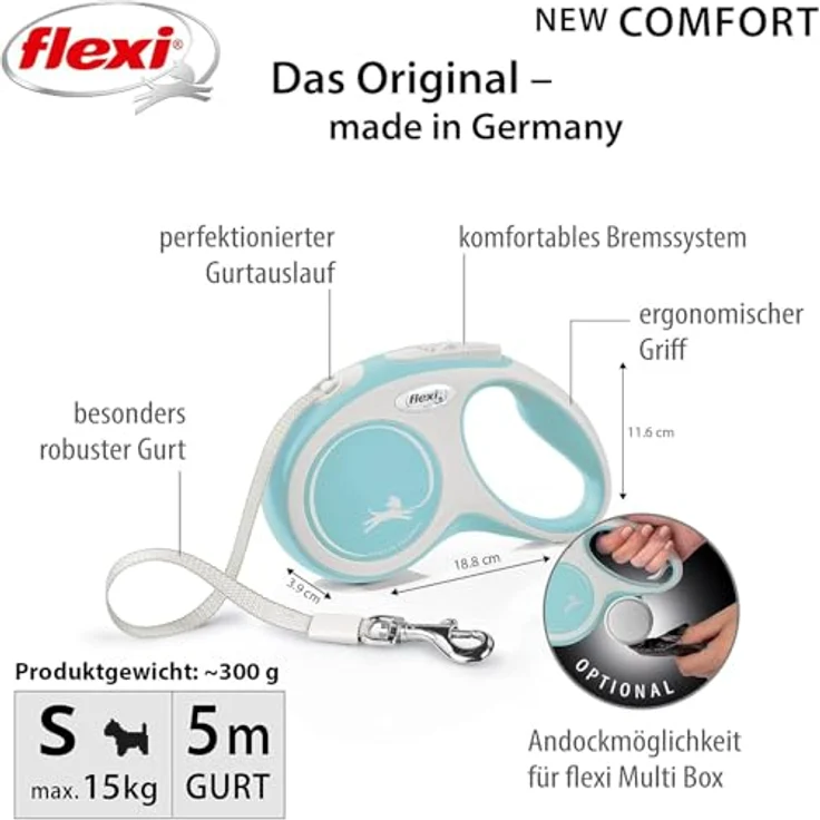 Flexi New Comfort S hellblau GURT 5 m – Bild 3