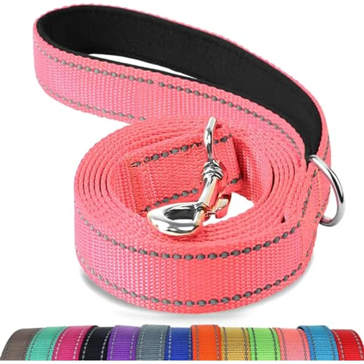 Joytale Hundeleine für kleine Hunde, doppelseitig reflektierend, Nylon mit gepolstertem Griff, 1,8m x 2cm, Rosa – Bild 1