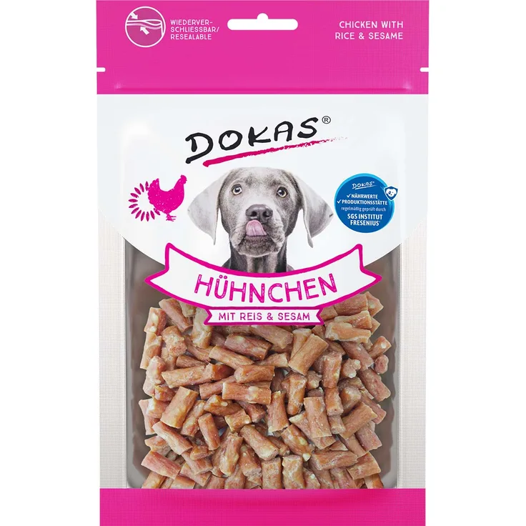 Dokas Hühnchen mit Reis und Sesam, Hundesnack für aktive Hunde, 70g