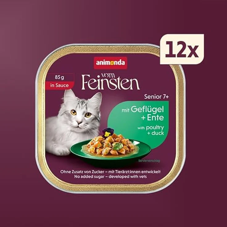 animonda vom Feinsten Senior Katzenfutter Geflügel+Ente in Sauce, 12 x 85g, hochwertige Nahrungsversorgung für Katzen ab 7 Jahren – Bild 2