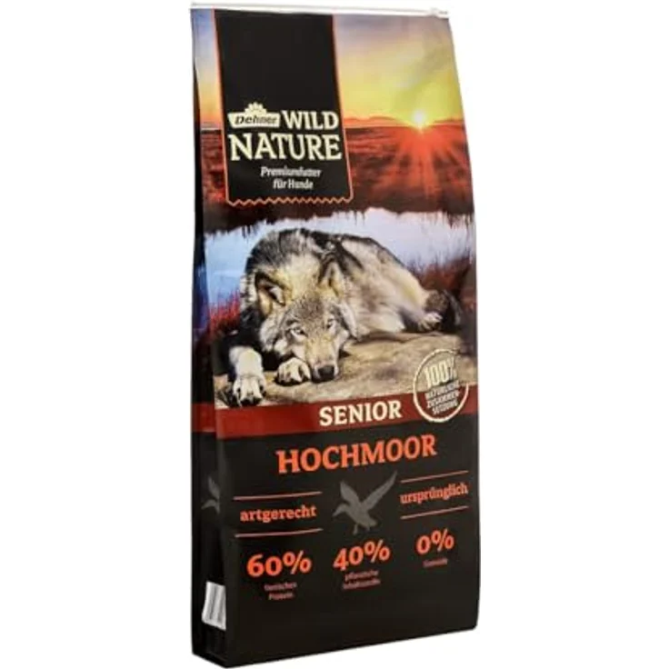 Dehner Wild Nature Hundetrockenfutter Senior Bergweide, getreidefreies Hundefutter mit hohem Fleischgehalt, für sensible, ältere Hunde, 12 kg – Bild 1