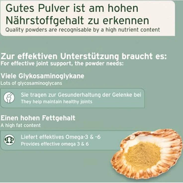 AniForte Grünlippmuschelpulver 1 kg, hochwertiges Ergänzungsfuttermittel für Hunde und Katzen zur Unterstützung der Gelenkgesundheit, getreidefrei – Bild 4